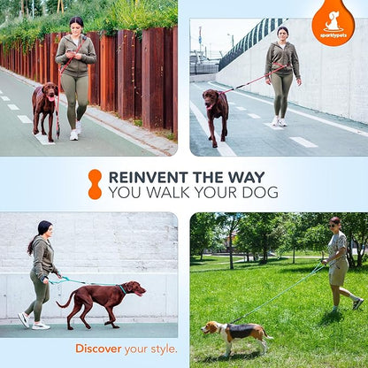 SparklyPets - Bungee Rope Handsfree Leash for 1 Dog - Demovable Slip Lead - Waist or Hip Belt Leash for Dog Walking, Running, Carnicross - Medium & Large Breeds