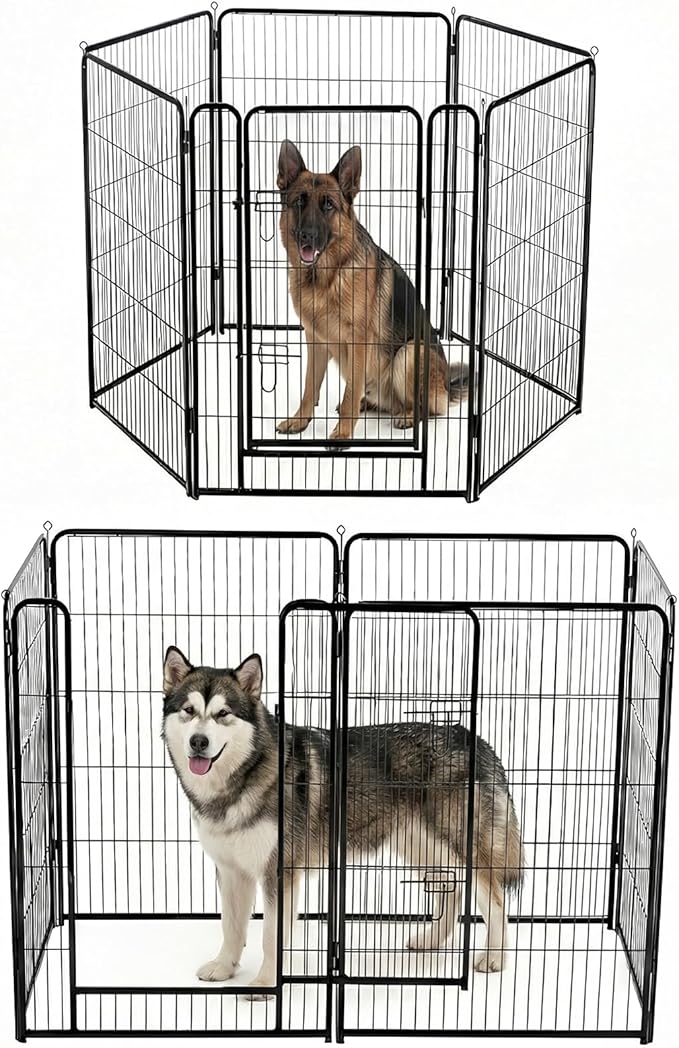 NEWBULIG Dog Playpen for Indoor 40 Inch 6 Panels - Portable Heavy Duty Metal Pet Exercise Pen with Door, Foldable Small Medium Large Dog Puppy Playpen Fence for Outdoor RV, Camping, Yard, Garden