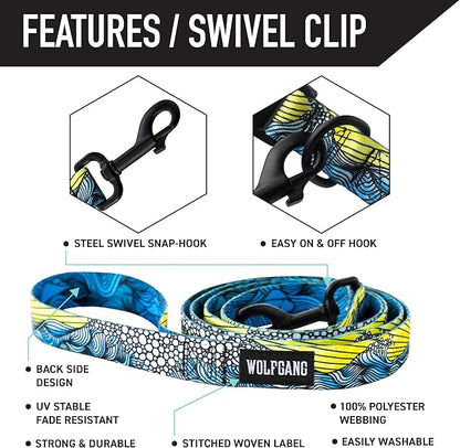 Wolfgang Heavy Duty Dog Leash, Pull-Tested for Walking & Training, DawnPatrol Print, Small