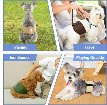 5 Pack Dog Diapers Male Reusable, Premium Belly Bands for Male Dogs, High Absorbing Male Dog Pee Wraps for Doggie in Incontinence or Excitable Urination and Training Gray,Green,Brown XXL
