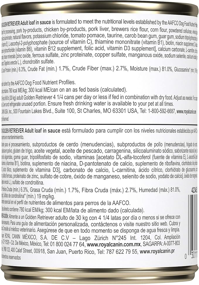 Royal Canin Breed Health Nutrition Golden Retriever Adult Loaf in Sauce Dog Food, 13.5 oz (Pack of 12)