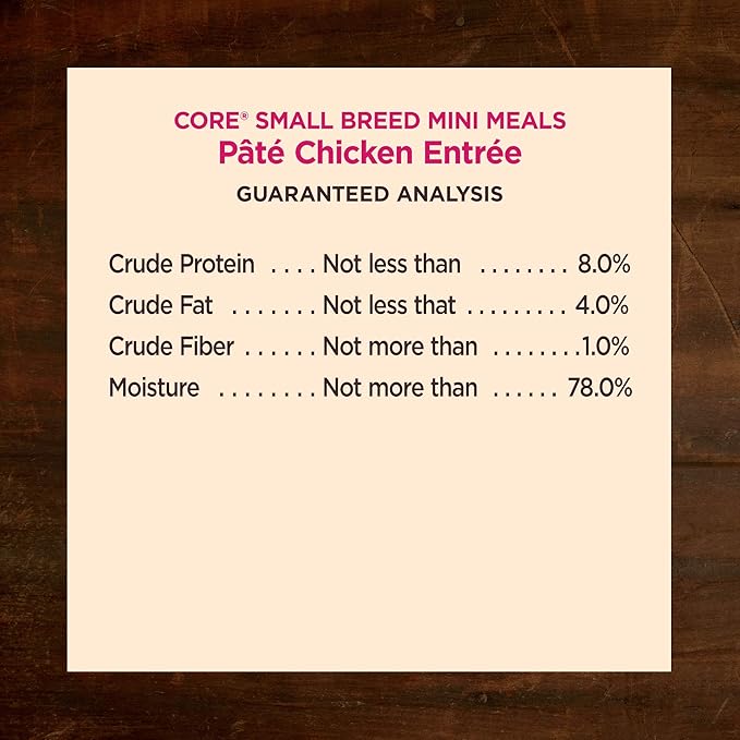 Wellness CORE Small Breed Mini Meals Pate Adult Wet Dog Food, Grain Free, Natural, Chicken Entrée Recipe, 3 oz, Pack of 12 Pouches