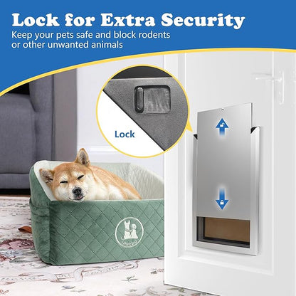 XL Dog Door for Door - Aluminum, Lockable for Safety, Easy in & Out, Extreme Weather Resistant, Up to 220 lbs