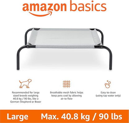 Amazon Basics Cooling Breathable Elevated Dog Bed with Metal Frame for Large Dogs, 51" x 31" x 8", Grey