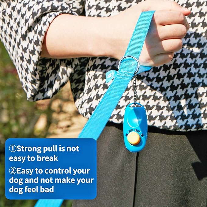 BAAPET 15/20/30/50/100 ft Long Dog Training Leash with Clickers for Small, Medium and Large Dogs or Cats (100 Feet, SkyBlue)
