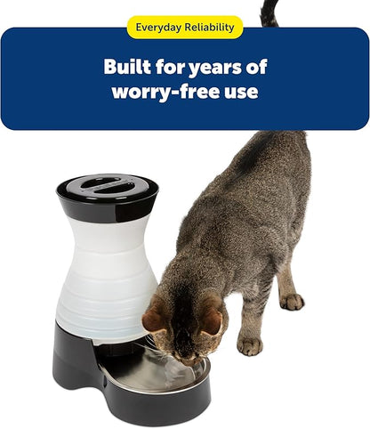 PetSafe Healthy Pet Water Station - Small, 64 oz Capacity - Gravity Pet Water Fountain, Automatic Cat Water Fountain, Dog Water Fountain, Water Dispenser - Removable Stainless Steel Bowl Included