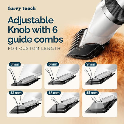 Dog Grooming Kit - 2 Power Modes Quiet & Strong, Cordless Dog Clippers for Grooming & Dogs Hair Trimmer for Groomings, Ceramic Blades, 6 Guide Combs, Rechargeable Trimmer for Cats and Pets
