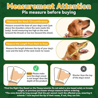 WinWeal Soft Dog Cone Collar for Dogs After Surgery, Transparent Breathable Pet Recovery Collar for Large Medium Dogs, Adjustable Dog Cone Collar, Elizabethan Collar (M, Dark Green)