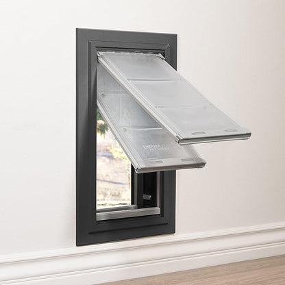 Endura Flap Pet Door for Walls in Black | Energy-Efficient Double Flap Design for Wall Installations | All-Weather Protection with All-Metal Telescoping Tunnel | Black, XXL, Double Flap