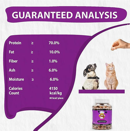 Chicken Hearts for Dogs | Cat Treats Freeze Dried, 100% Human Grade, Single Ingredient | High Protein Cat & Dog Food Toppers | No additives or Preservatives | Inspected & Tested in USA | 2.6 oz.