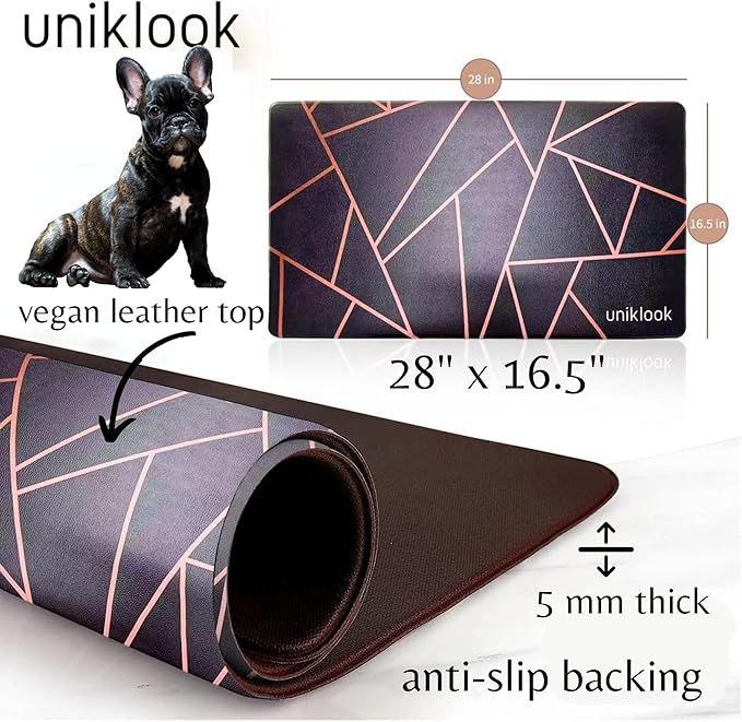 Large Pet Placemat, Dog Cat Mat Dog Feeding mat Pet Safe 28" X 16.5" Waterproof Easy to Clean Mat for Food & Water Bowls Waterproof Boho Uniklook