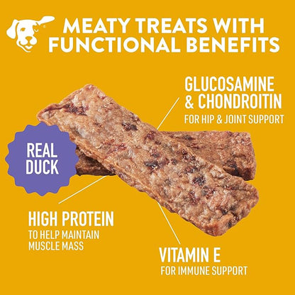 DOGSWELL Jerky Hip and Joint Dog Treats Grain Free Made in USA Only, Glucosamine and Chondroitin, 10 oz Duck (842194)