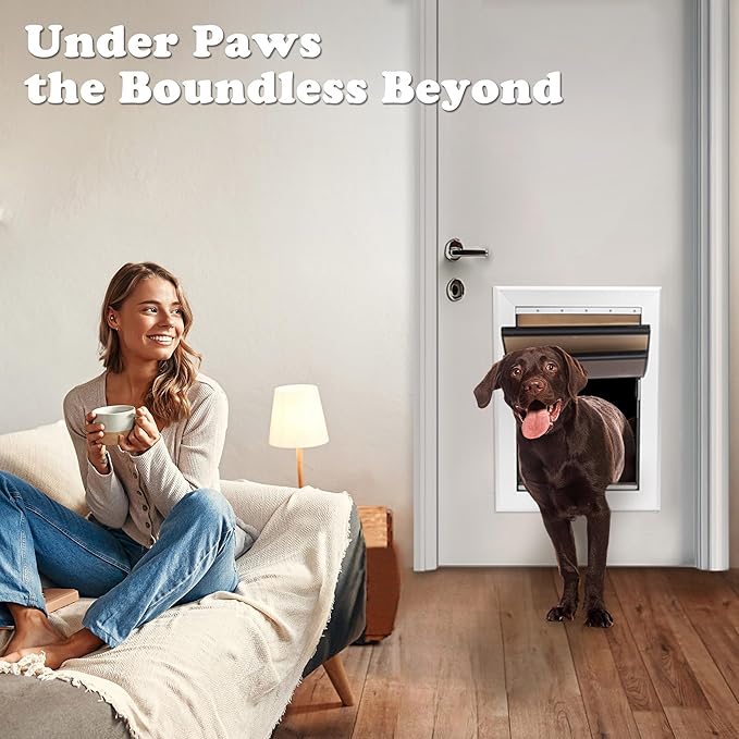XL Dog Door for Door - Aluminum, Lockable for Safety, Easy in & Out, Extreme Weather Resistant, Up to 220 lbs