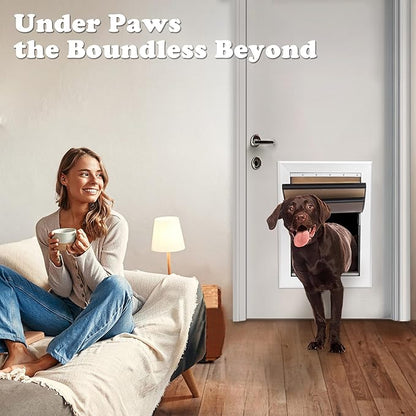 XL Dog Door for Door - Aluminum, Lockable for Safety, Easy in & Out, Extreme Weather Resistant, Up to 220 lbs