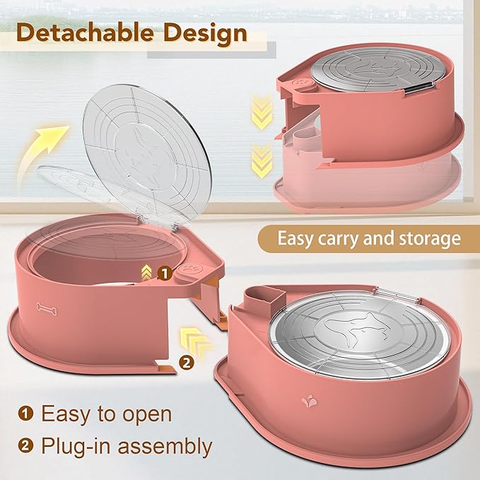 Newget Stainless Steel Dog Bowl Set with Lids, 304 Metal Dual Food & Water Bowls for Dogs & Cats, Large Capacity Pet Feeder with Cover Keeps Food Fresh, Anti-Skid Dog Dish for Small/Medium/Large Pets