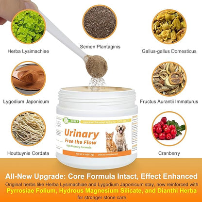 Upgraded Formula Dog & Cat Bladder Crystals Treatment or Stone, Bladder Kidney Stones Dissolver for Pet, Cat Dog Urinary Tract Supplements for Kidney and Bladder Stones, Urinary Free The Flow, 4 oz