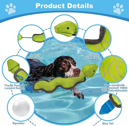 Green Snake Oxford Launching Flying Dog Toy Slingshot Chase Fetch Training Interactive Dog Toy Durable Stuffed Animal Dog Squeaky Toy for Medium Large Dogs Toy Gift 40.5cm/15.94in