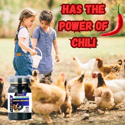 Chicken Dewormer Support for Laying Hens with Chili, Garlic, & Pumpkin Seed, All-Natural Formula, 100 Tablets, Safe for Eggs During Use, Poultry Supplement, Made in USA, Chickens & Poultry of All Ages
