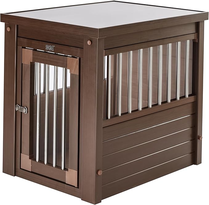 New Age Pet ECOFLEX InnPlace Dog Crate & End Table, Indoor Furniture Style Pet Kennel for Small, Medium, Large & XL Dogs, Durable Composite, Russet Brown, Small