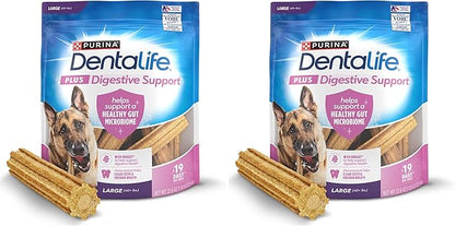 Dentalife Plus Digestive Support Dog Treats for Large Dogs 40 lbs. and up, Cleans Teeth, Freshens Breath, & Supports Healthy Gut, Chicken & Pumpkin Flavor, 22.6 oz., 19 Chews - 19 ct. Pouch