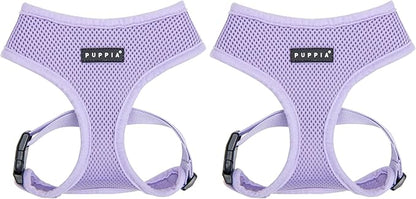 Puppia Soft Dog Harness No Choke Over-The-Head Triple Layered Breathable Mesh Adjustable Chest Belt and Quick-Release Buckle, Violet, Medium (Pack of 2)