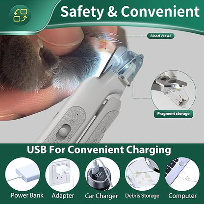 CATPICK 2-in-1 Cat Nail Clippers & Dog Nail Clippers Trimmers for Large Medium Small Dogs Cats Claw Trimmer Quick Sensor and Safety Guard USB Rechargeable with 2 LED Lights Dogs Nail Trimmer