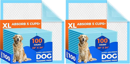 Dog Pee Pads Extra Large 28"x34" - 200 Pack Super Absorbent XLarge Puppy Pads 100 Count Leak-Proof Disposable XL Pet Potty Training Pads for Dogs, Puppies, Doggy