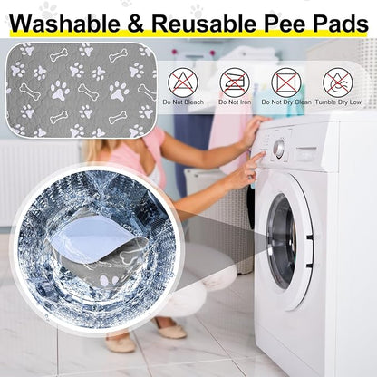 BEAUTYZOO 6 Pack Washable Pee Pads for Dogs, Reusable Puppy Pads for Potty Training, Waterproof Super Absorbent Whelping Pads Mats Non Slip Against Urine for Small Medium Dogs Cats, 16" x 24"
