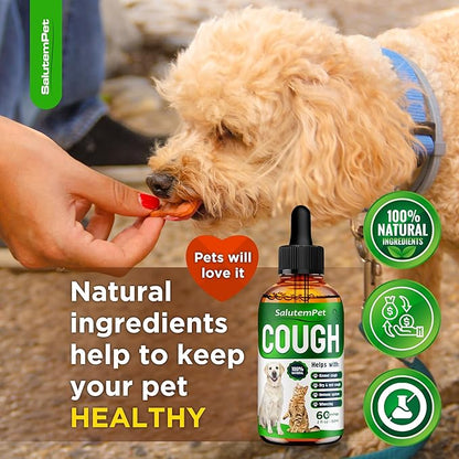 Kennel Cough Medicine for Dogs & Cats – Kennel Cough Treatment Helps with Allergies & Sneezing – Herbal Supplement with Mullein Leaf, Angelica Root, Calendula Breeds – 2 Oz