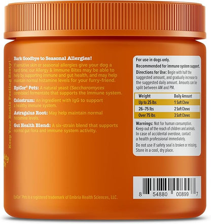 Zesty Paws Dog Allergy Relief Chews, Dog Probiotics for Itchy Skin and Ears, Salmon, 90ct (Pack of 2)