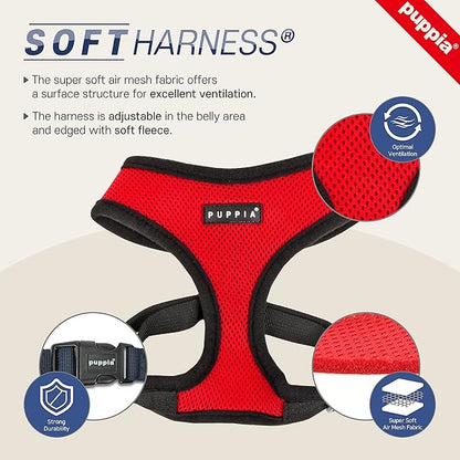 Puppia Vivien Dog Harness Over-The-Head All Season Cute No Pull No Choke Walking Training Adjustable for Small Dog, Sky Blue, Large