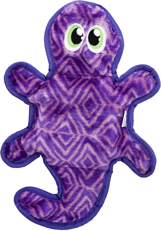 Outward Hound Durablez Medium Gecko Stuffing-Free Squeaky Plush Dog Toy for Puppies & Dogs - Interactive, Soft Yet Tough, No Mess, Jumbo Squeaker, Long-Lasting Play, 14 inch, Purple