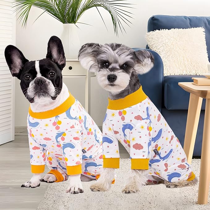 Dog Surgery Recovery Suit, Dog Onesie for Surgery Female Male Dogs, Dogs Pajamas Long Sleeve, Small Dogs Onesie, Abdominal Wound Bandages Surgical Suit, Cat Recovery Suit for Shedding Skin Disease