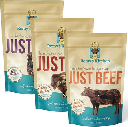 Freeze Dried Dog Treats – Turkey, Bison & Beef, Single Ingredient, All-Natural, USA Sourced, Human-Grade, Grain-Free, No Artificial Preservatives, 9 oz (3-Pack)