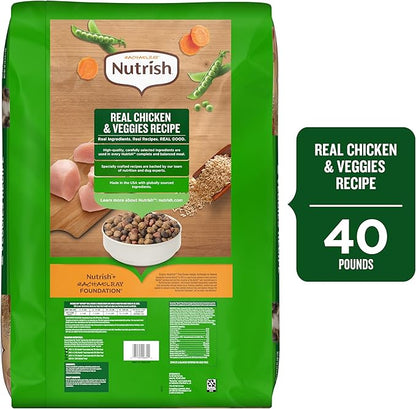 Nutrish Rachael Ray Adult Dry Dog Food Real Chicken & Veggies Recipe, 40 lb. Bag (Packaging May Vary)