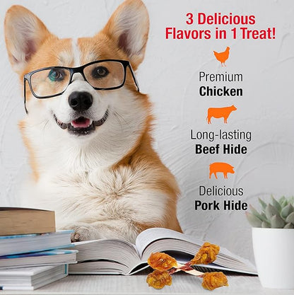 Good 'n' Fun Triple Flavor Double Pops with Chicken, Gourmet Dog Snacks, 5.5 Ounces