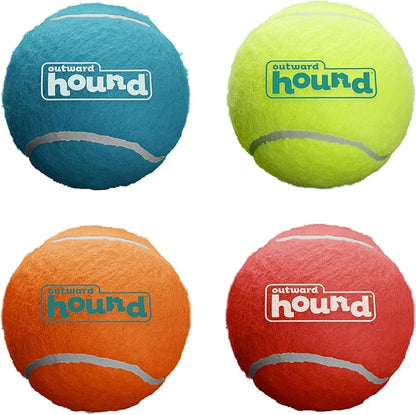 Outward Hound Squeaker Ballz – Squeaky Tennis Balls for Dogs Under 50 lbs, Interactive Dog Toy for Fetch & Training, Medium (2.5"), 4‑Pack