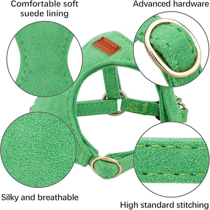 No Pull Dog Harness- Lightweight, Soft, Adjustable Small Harness Collar and Leash Set, Suitable for Cats Puppy Small and Medium-Sized Dog Outdoor Training and Running