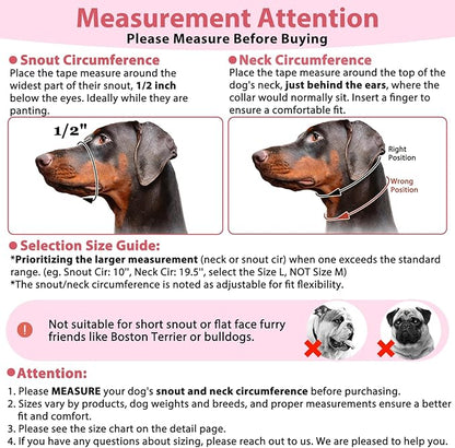 BARKLESS Soft Dog Head Collar, Patented Padded No Pull Head Halter, Training Nose Leash with Safety Link for Medium Large Dogs, Adjustable Muzzle Leash, Easy Control for Walking(Pink, L)