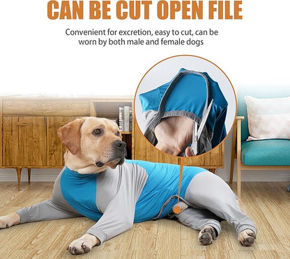 Dog Recovery Suit, Abdominal Wound After Surgery Wear, Prevent Licking Wounds, E-Collar & Cone Alternatives, Long Sleeve Postoperative Shirts Dog Pajamas Prevent Shedding(3XL, Blue)