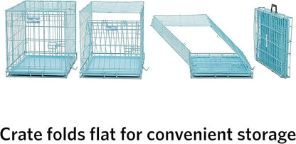 MidWest Homes for Pets Blue Fashion iCrate Starter Kit, 24-inch Dog Crate Bundle for Small Dogs, Includes Cage, Pet Bed, 2 Bowls and Privacy Cover