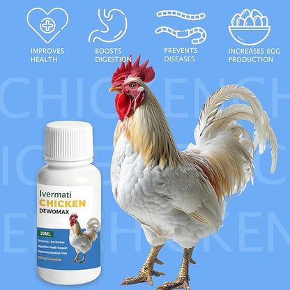 Dewormer for Chickens for Poultry & Laying Hens for Tapeworms, Roundworms & Hookworms 30ml