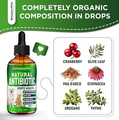 Natural Antibiotics for Dogs to Help with Allergies and UTIs | Kennel Cough Medicine for Dogs | Cat Antibiotics for Infection | Herbal Supplement is Excellent for All Breeds and Ages | 2 oz
