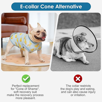 cyeollo Recovery Suit for Dogs Surgery Suit Female Spay Soft Pet Onesie Bodysuit Male Dog Neuter, Small Dogs Surgical Recovery Shirt, Yellow Duck, XS