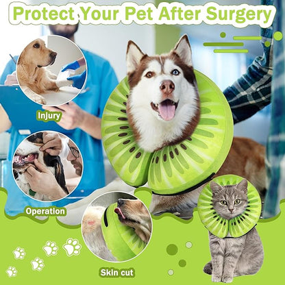 Recovery Donut Collar for Dogs & Cat,Inflatable Dog Cone Collar Alternative After Surgery,Soft Cone for Large Medium Small Dog,Adjustable Pet Neck Donut(Kiwi,Medium+)