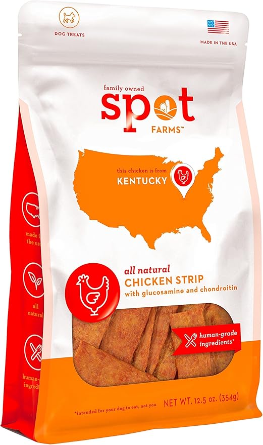 Spot Farms All Natural Human Grade Dog Treats, Chicken Strips with Glucosamine and Chondroitin, 12.5 Ounce