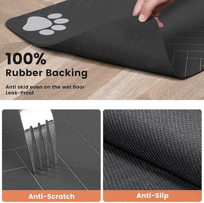 Pet Feeding Mat-Absorbent Pet Placemat for Food and Water Bowl, with Waterproof Rubber Backing, Quick Dry Water Dispenser Mat for Dog and Cat (24"x16", Coffee)