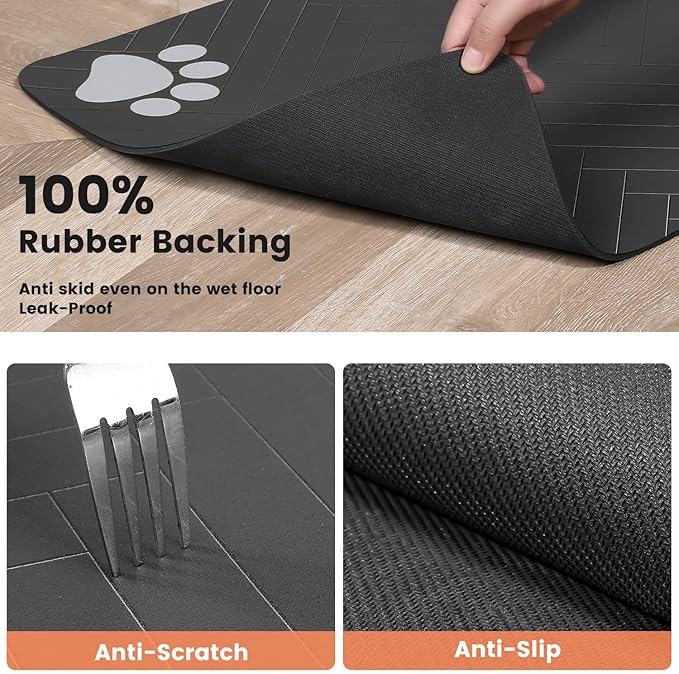 Pet Feeding Mat-Absorbent Pet Placemat for Food and Water Bowl, with Waterproof Rubber Backing, Quick Dry Water Dispenser Mat for Dog and Cat (27"x17", Beige)