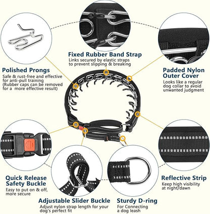 Crazy Felix No Pull Martingale Collar for Large Medium Small Dog Pitbull German Shepherd Doberman, Dog Collar Anti Pull with Buckle for Training Walking (Black, L-Neck 17-19.25", 1.5" Wide)