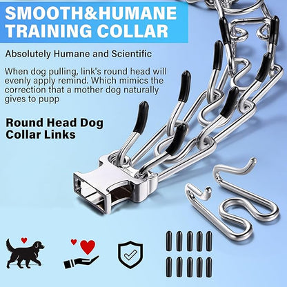 Prong Collar for Dogs, Adjustable Dog Training Collar with Quick Release Buckle for Small Medium Large Dogs (S/Neck Girth 11.2"-14.5")